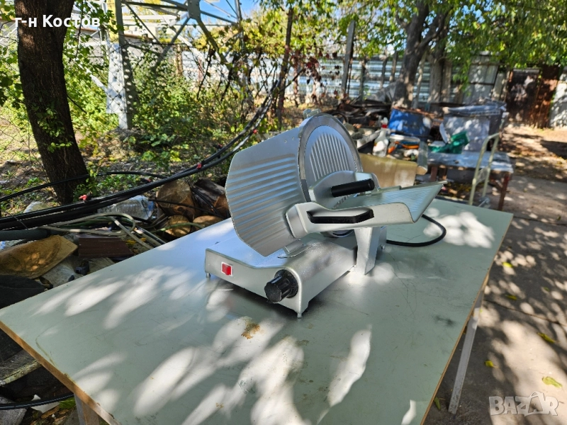 Колбасорезачка професионална за рязане на сухи мезета със нож ф-30см., снимка 1