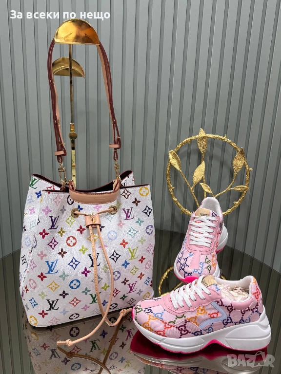 Louis Vuitton Gucci Комплект Дамски Маратонки и Дамска Чанта - Различни Цветове И Модели Код SK408, снимка 1