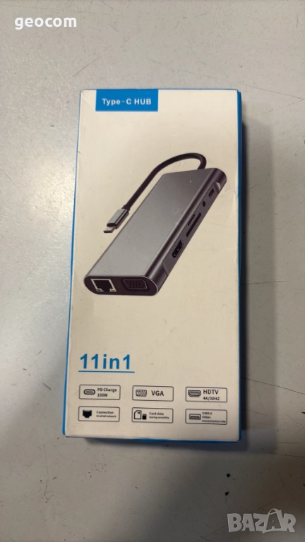 11в1 USB Type-C HUB (Нов,4K HDMI,4xUSB,SD/MMC/mSD,LAN,D-SUB), снимка 1