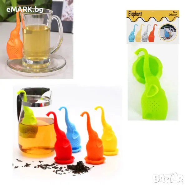 Инфузер за чай във форма на Слонче с големина 12 см от силиконов материал, снимка 1