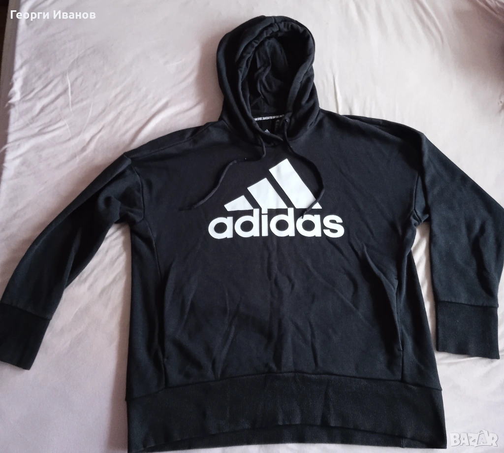 ADIDAS L/XL 100% ОРИГИНАЛЕН черен суичър худи анорак горница Адидас, снимка 1