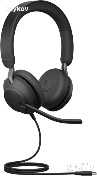 Jabra Evolve2 40 SE - Кабелни стерео слушалки с шумопотискане и 3 микрофона, снимка 1