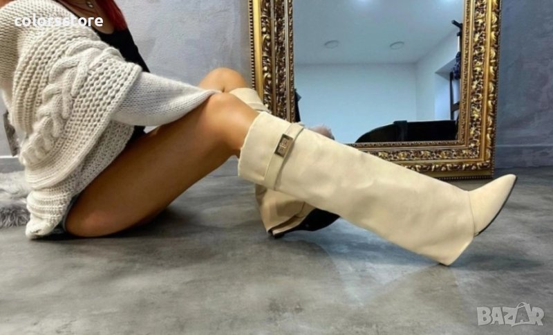Ботуши на платформа - бежова кожа - K-40, снимка 1