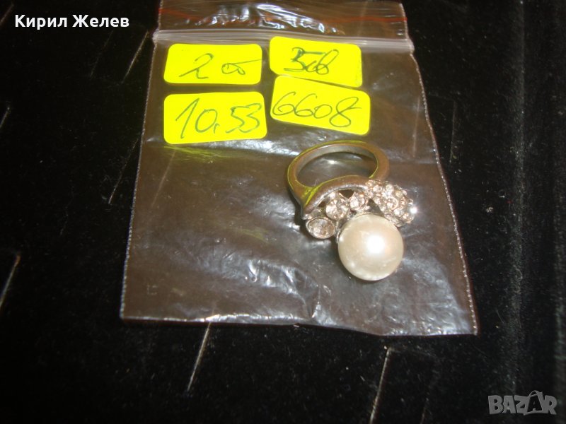 ПЕРЛЕН ПОСРЕБРЕН ПРЪСТЕН с ЦИРКОНИ АРТ ДИЗАЙНЕРСКИ 6608, снимка 1