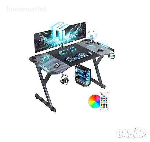 Геймърско бюро с LED, HLONONE BKY14, 140 x 60 см, снимка 1