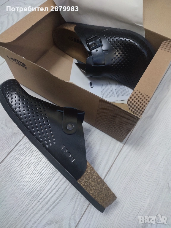 Мъжки чехли №43 чисто нови черни естествена кожа, анатомични, черни, снимка 1