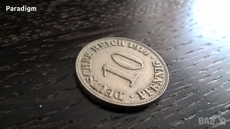 Райх монета - Германия - 10 пфенига | 1914г.; серия D, снимка 1