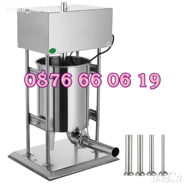 Електрическа пълначка за месо 15 литра с педал, пълначка за кайма, луканки, суджук, снимка 1