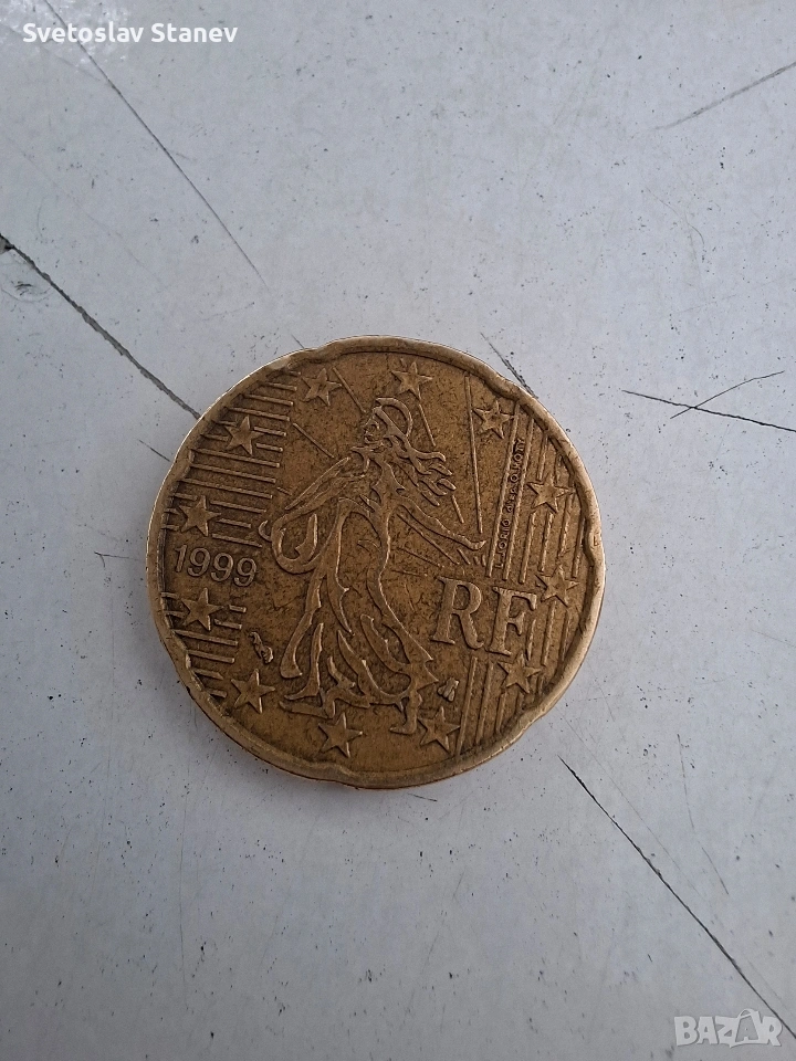 20 евро цента Франция 1999 г., снимка 1