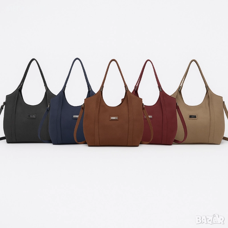 Дамска чанта от еко велур и к. – елегантен и практичен модел (бордо), снимка 1