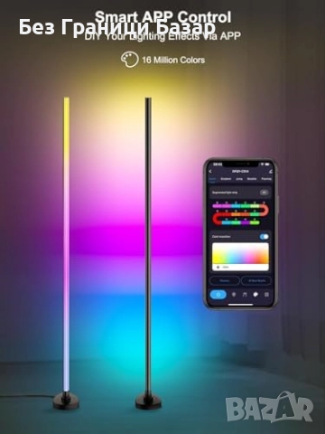 Нова RGB LED ъглова лампа 55" с APP, дистанционно и музикален синхрон, снимка 5 - Лед осветление - 51664148
