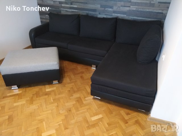 Продавам разтегателен диван с лежанка+табуретка/скрин, снимка 2 - Дивани и мека мебел - 40839866