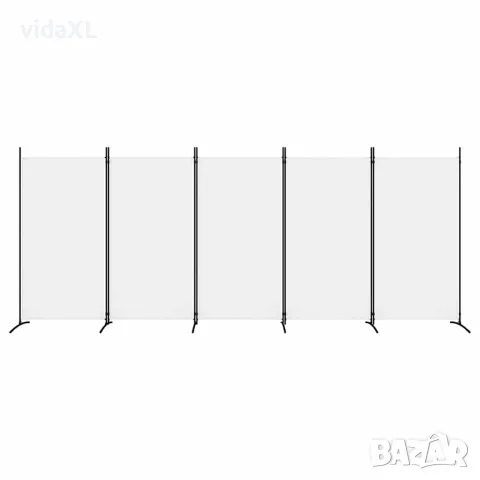 vidaXL Параван за стая, бял, 5 панела, 433x180 см, плат, снимка 3 - Паравани - 56147217