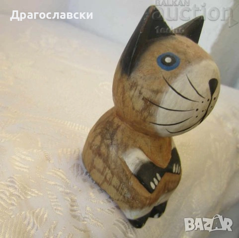 Котки: черно Коте, котка фигура порцелан керамика, фигурка статуетка седнало коте дървено, снимка 17 - Статуетки - 12001324