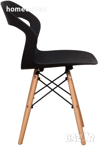 Трапезни столове от полиетилен с крака от масивно дърво в черно (к-кт от 4 бр.) LQ-266YMS-4HEI, снимка 4 - Столове - 50983304