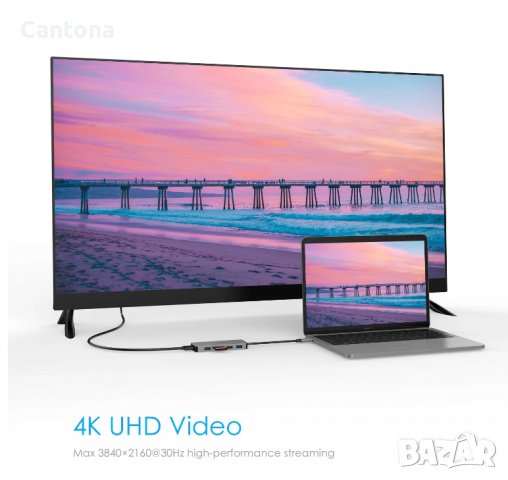 LENTION USB C хъб с 4K HDMI, 3 USB порта, Type C PD, SD/Micro SD адаптер за четец на карти, сребрист, снимка 5 - Други - 38547879
