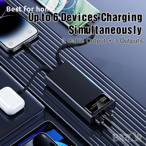 Power Bank 27 000 mAh – Бързо зареждане, Вградени кабели, LED дисплей, снимка 4 - Безжични зарядни - 52967230