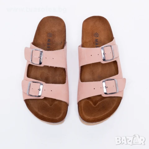 🥁 Намаление - Розови летни чехли от набук с регулируеми каишки | Марка Tuasolea, снимка 1