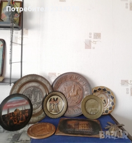Стари чинии за стена, образи металопластика. Различни автори, години и различни държави, , снимка 2 - Антикварни и старинни предмети - 52480733