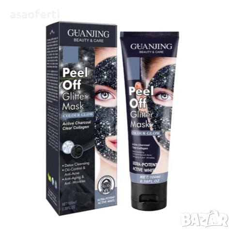 ✨ GUANJING Glitter Маска (Активиран Въглен + Колаген) – Дълбоко Почистване и Блясък, снимка 2 - Козметика за лице - 52552328