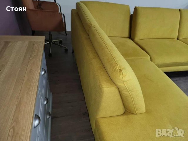 Жълт П образен ъглов диван от плат Dieter Knoll ZE-EM20075, снимка 9 - Дивани и мека мебел - 44244515
