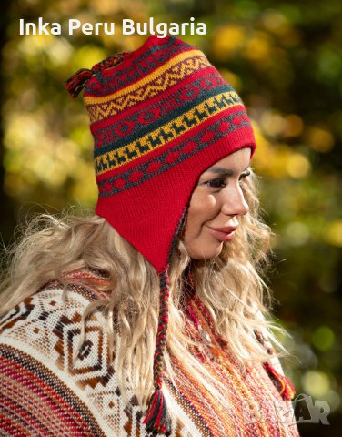 Автентична двулицева перуанска шапка Chullo различни цветове, снимка 3 - Шапки - 40190376