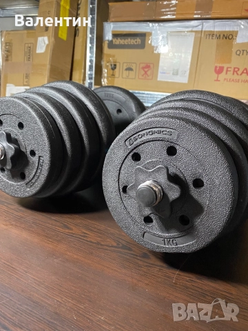 Дъмбели с обща маса 30кг с лост, снимка 9 - Фитнес уреди - 52671813