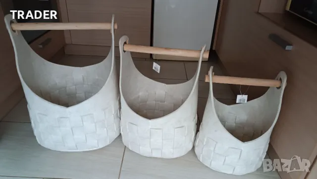 кошници кошове от тъкан филц текстил плетени дървени дръжки за дрехи играчки инвентар вещи, снимка 8 - Други - 44683262