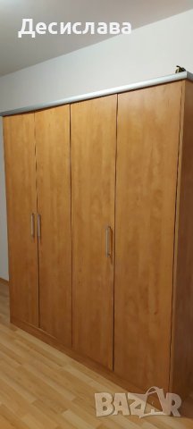 Гардероб четирикрилен 202 х 180 х 53,5 см цвят медна круша, снимка 3 - Гардероби - 42065861