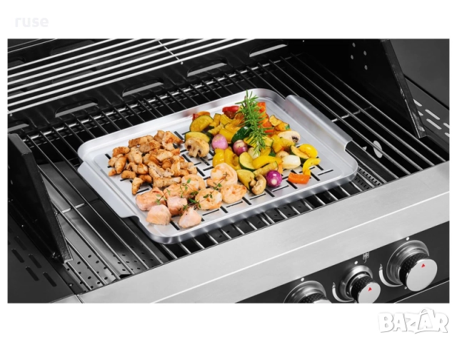 НОВИ! Перфорирана грил тава голяма 40х29x2,8см барбекю плоча, снимка 3 - Скари - 51694271