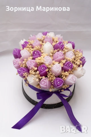 Ароматни букети от свещи, ръчна изработка , снимка 2 - Декорация за дома - 50673775