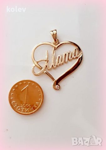 Златен медальон сърце и мама, обич към мама 1.75 грама/ 14 карата, снимка 3 - Колиета, медальони, синджири - 32012440