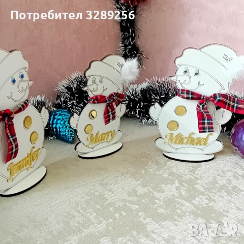 Коледно семейство Снежковци персонализирани, Коледа, подарък, семеен, украса, декорация, име, снимка 2 - Декорация за дома - 52233518