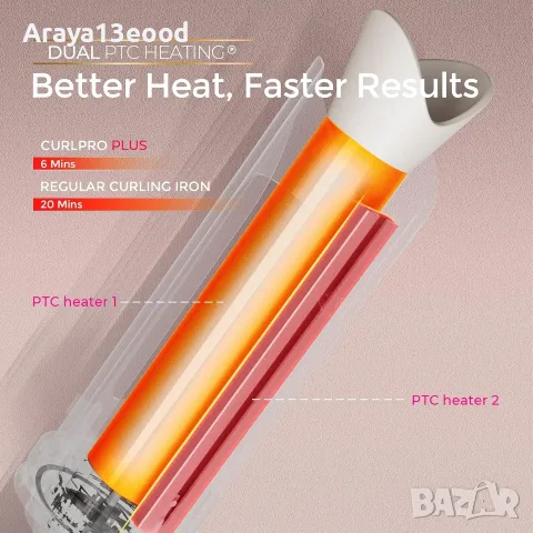 TYMO CurlPro Plus – Автоматична въртяща маша за коса 25 мм, снимка 4 - Маши за коса - 55749658