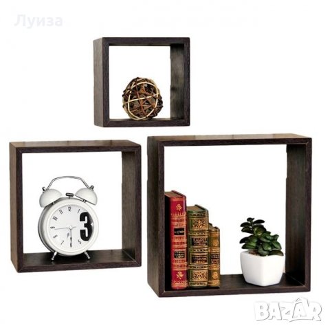 Сет от 3 броя дървени стенни етажерки, снимка 4 - Етажерки - 30207233