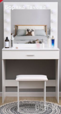 ПРОМОЦИЯ Тоалетка с вградено осветление и табуретка SGJS-DR-0022WH, снимка 2 - Тоалетки - 36598133