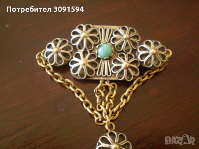 УНИКАЛНА АНТИЧНА БРОШКА С СИН КАМЪК, снимка 5 - Други ценни предмети - 33742587