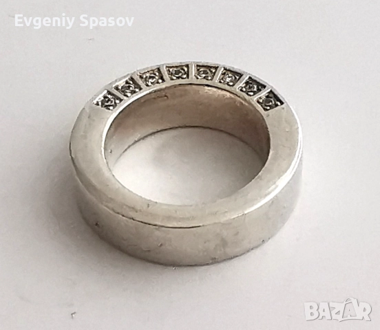 Сребърен Масивен Пръстен ESPRIT с Бели Камъчета. Вътрешен диаметър 18 милиметра. Тежък 18.2 г., снимка 4 - Пръстени - 51604984