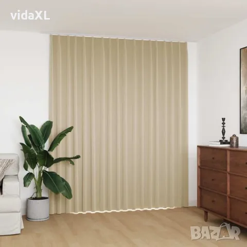 vidaXL Затъмняваща завеса с куки, бежова, 290x245 см（SKU: 134449）, снимка 2 - Пердета и завеси - 56109285