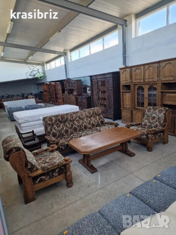 К-т Масивен Диван 3-ка-2 бр.Фотьойл и Масивна Маса-внос от Германия!, снимка 1