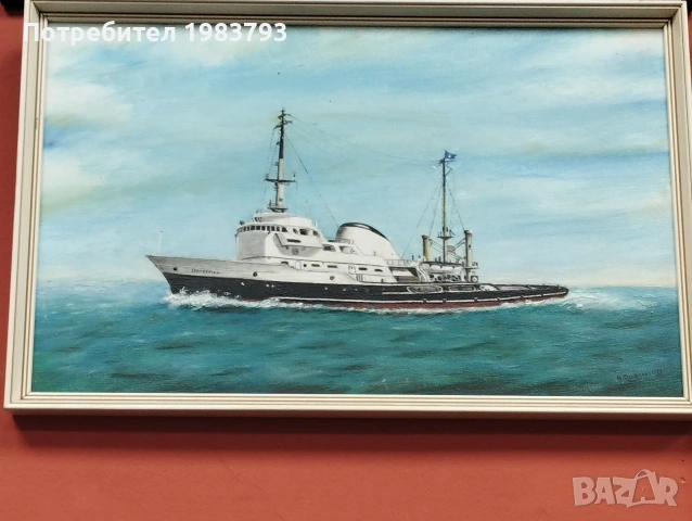 Маслена авторска картина -Буксир.