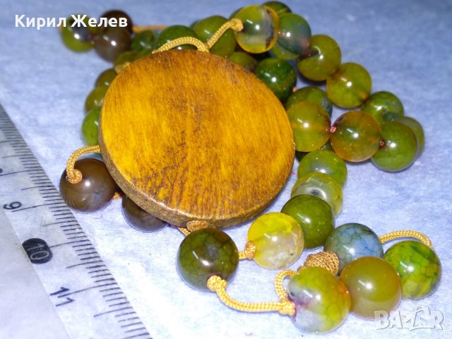 ШАРМАНТНА СКЪПОЦЕННА ХЕНД МЕЙД АРТ ОГЪРЛИЦА ЗЕЛЕН МРАМОРЕН НЕФРИТ и САНДАЛОВО ДЪРВО 26059, снимка 11 - Колиета, медальони, синджири - 40684831