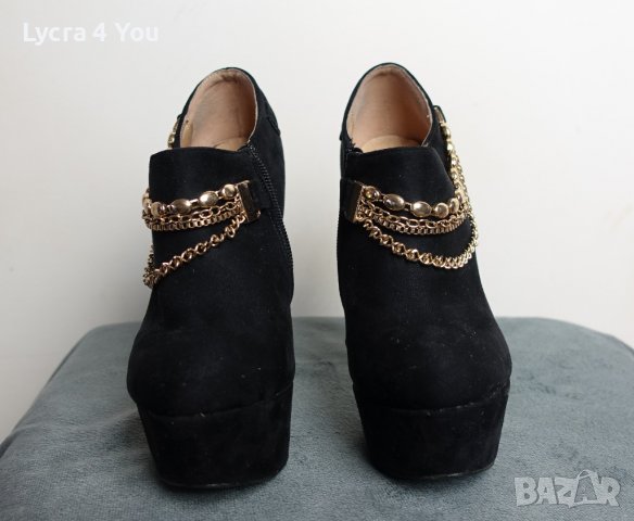 Черни велурени обувки на висок ток и платформа, снимка 9 - Дамски обувки на ток - 38267448