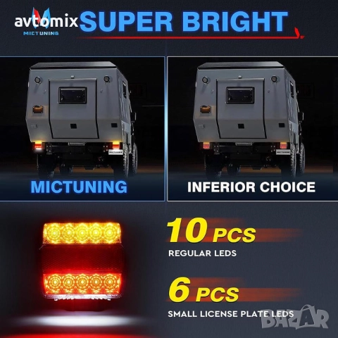 LED стопове за ремаркета и колесари, 12 V, пет функции, с магнит, снимка 13 - Аксесоари и консумативи - 52454061