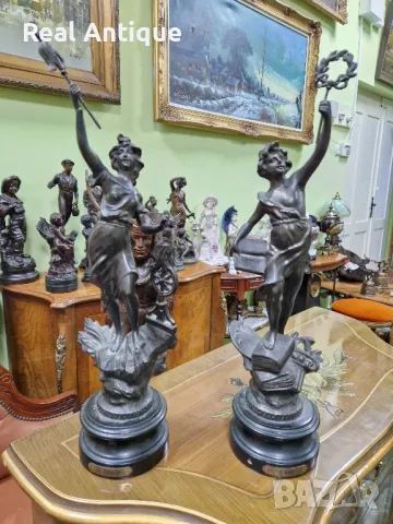 Чифт страхотни антикварни колекционерски френски фигури статуетки , снимка 3 - Статуетки - 48272214