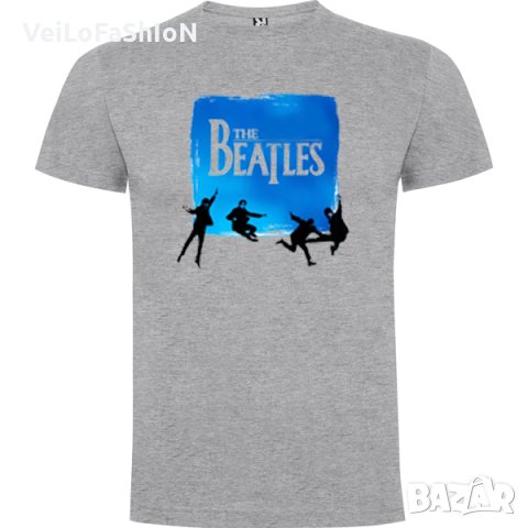 Нова мъжка тениска на музикалната група The Beatles в сив цвят