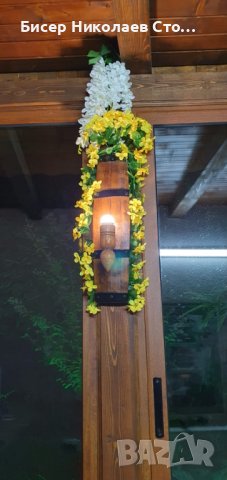 Етно аплици-стенни лампи от автентични бъчви с ръчно изработени дървени чашки!, снимка 13 - Лампи за стена - 15409027