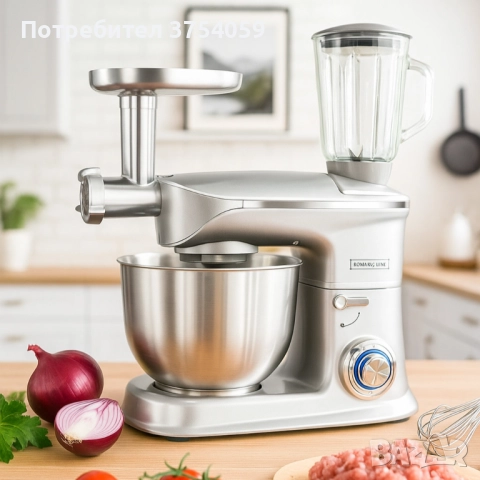 Кухненски робот 3 в 1 Royalty Line RL-PKM1900.7BG - 1900W, 6.5L купа, 1.5L блендер, снимка 3 - Кухненски роботи - 52381725