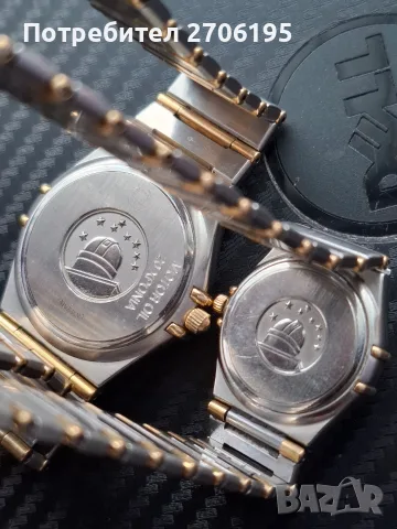 Комплект мъжки и дамски Omega Constellation Manhattan (Quartz / Стомана и Злато), снимка 4 - Мъжки - 56068524