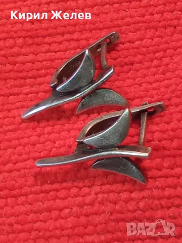 Стари НЕЖНИ ФИГУРАЛНИ АНГЛИЙСКИ СРЕБЪРНИ ОБЕЦИ ПЕПЕРУДИ ОКСИДИРАНО СРЕБРО 925 РЪЧНА АРТ РАБОТА 39261, снимка 10 - Обеци - 48901279